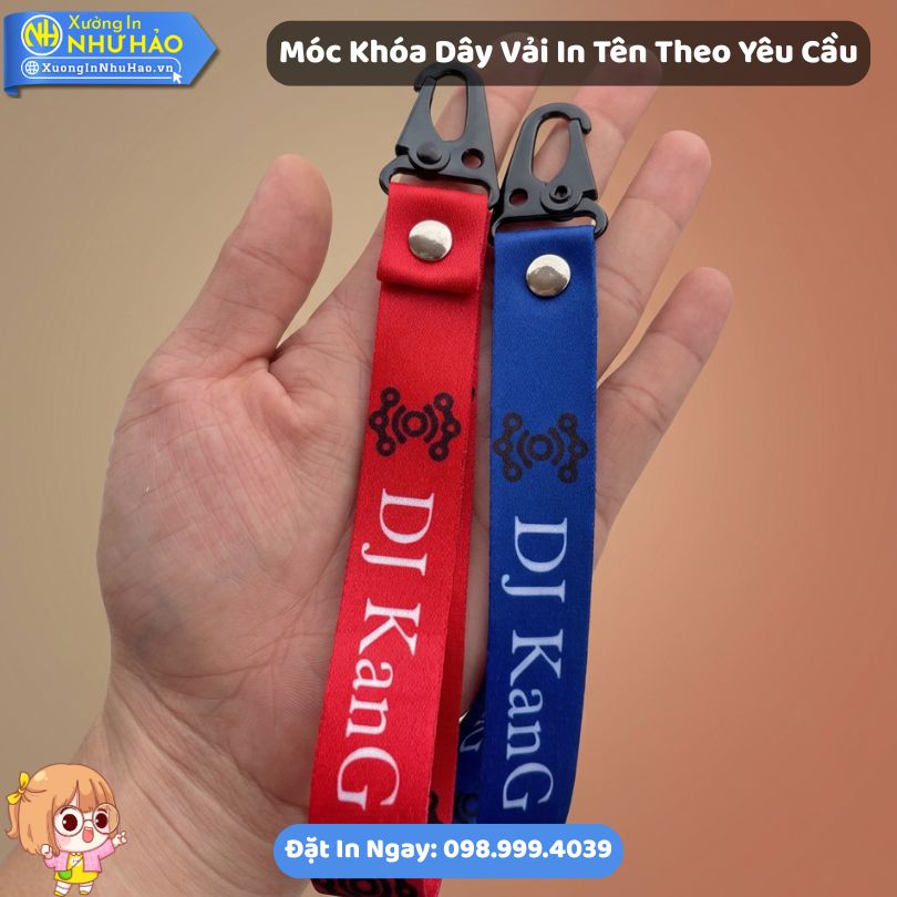 Móc Khóa Dây Vải In Tên Theo Yêu Cầu