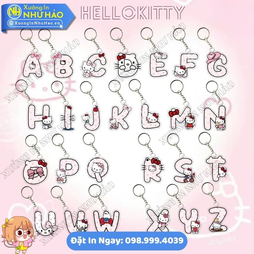 Móc Khóa Hello Kitty Bảng Chữ Cái Theo Yêu Cầu (4) Đặt In Móc Khóa Hello Kitty Bảng Chữ Cái Theo Yêu Cầu Làm Quà Tặng Sự Kiện