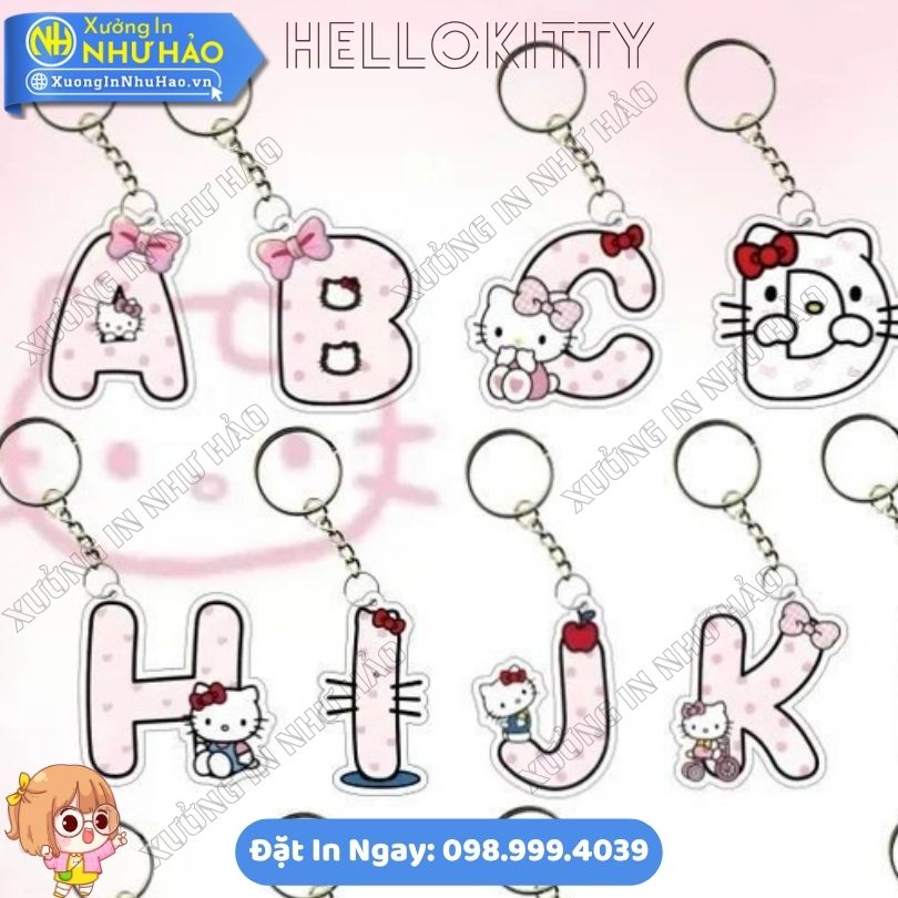 Móc Khóa Hello Kitty Bảng Chữ Cái Theo Yêu Cầu (5) Đặt In Móc Khóa Hello Kitty Bảng Chữ Cái Theo Yêu Cầu Làm Quà Tặng Sự Kiện