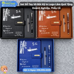 Set Sổ Tay Và Bút Ký In Logo Làm Quà Tặng Doanh Nghiệp, Thầy Cô Theo Yêu Cầu - Bộ Quà Tặng Tri Ân Đẹp Và Sang Trọng Tại Xưởng In Như Hảo
