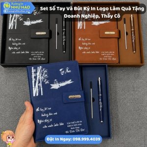 Set Sổ Tay Và Bút Ký In Logo Làm Quà Tặng Doanh Nghiệp, Thầy Cô Theo Yêu Cầu - Bộ Quà Tặng Tri Ân Đẹp Và Sang Trọng Tại Xưởng In Như Hảo