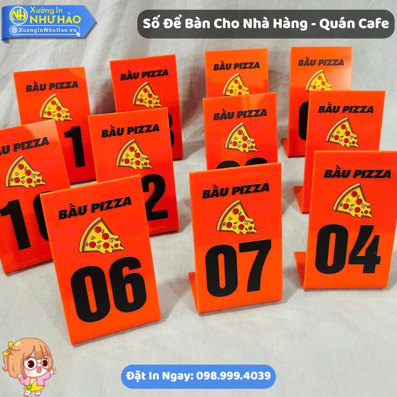 So De Ban Cho Nha Hang Quan Cafe 2 Thẻ Số Bàn Mica Cho Nhà Hàng - Quán Cafe In UV Theo Yêu Cầu Sắc Nét