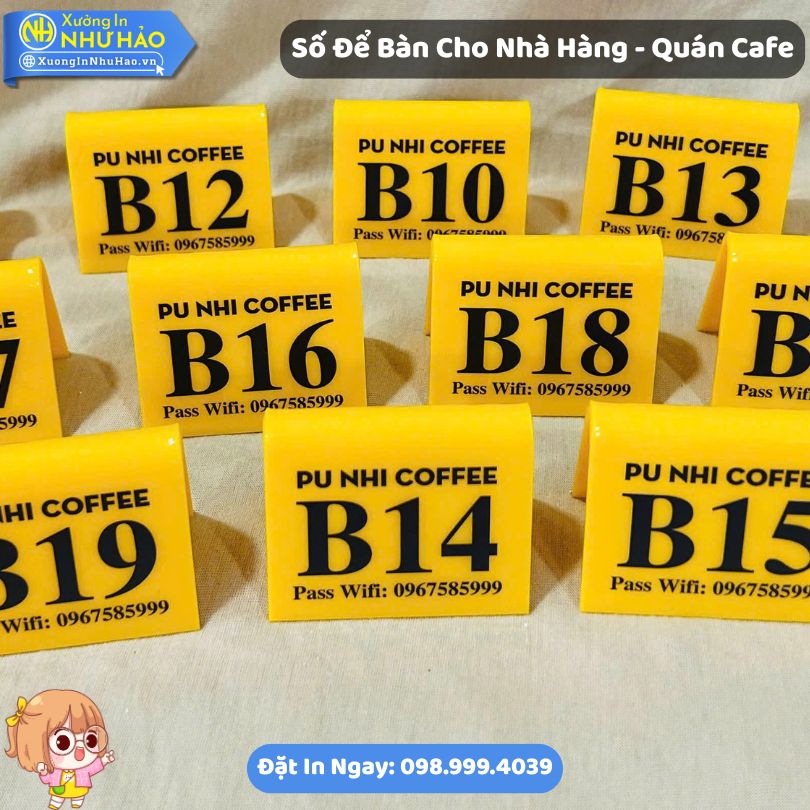 So De Ban Cho Nha Hang Quan Cafe 3 Thẻ Số Bàn Mica Cho Nhà Hàng - Quán Cafe In UV Theo Yêu Cầu Sắc Nét