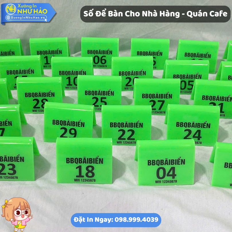 So De Ban Cho Nha Hang Quan Cafe 5 Thẻ Số Bàn Mica Cho Nhà Hàng - Quán Cafe In UV Theo Yêu Cầu Sắc Nét