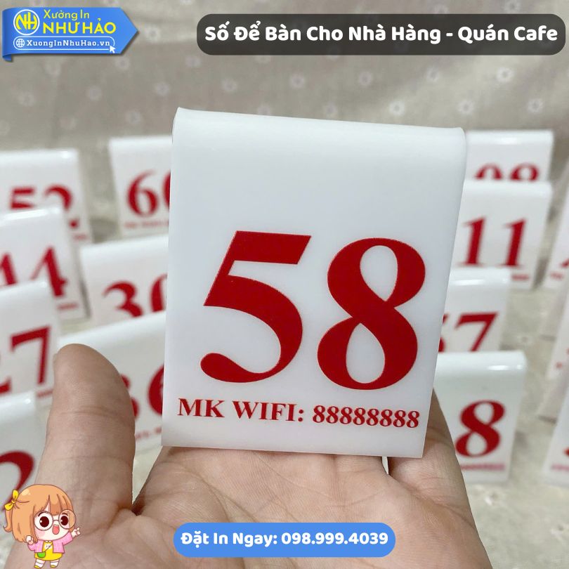 So De Ban Cho Nha Hang Quan Cafe 7 Thẻ Số Bàn Mica Cho Nhà Hàng - Quán Cafe In UV Theo Yêu Cầu Sắc Nét