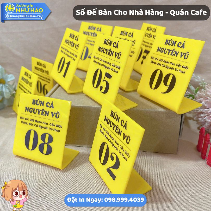 So De Ban Cho Nha Hang Quan Cafe Thẻ Số Bàn Mica Cho Nhà Hàng - Quán Cafe In UV Theo Yêu Cầu Sắc Nét