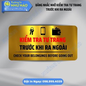 Bảng Nhắc Nhở Kiểm Tra Tư Trang Trước Khi Ra Ngoài | Đa Dạng Mẫu Mica, Gỗ Sang Trọng Cho Khách Sạn, Homestay. Đặt Làm Theo Yêu Cầu