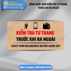 Bảng Nhắc Nhở Kiểm Tra Tư Trang Trước Khi Ra Ngoài | Đa Dạng Mẫu Mica, Gỗ Sang Trọng Cho Khách Sạn, Homestay. Đặt Làm Theo Yêu Cầu