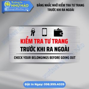 Bảng Nhắc Nhở Kiểm Tra Tư Trang Trước Khi Ra Ngoài | Đa Dạng Mẫu Mica, Gỗ Sang Trọng Cho Khách Sạn, Homestay. Đặt Làm Theo Yêu Cầu