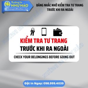 Bảng Nhắc Nhở Kiểm Tra Tư Trang Trước Khi Ra Ngoài | Đa Dạng Mẫu Mica, Gỗ Sang Trọng Cho Khách Sạn, Homestay. Đặt Làm Theo Yêu Cầu