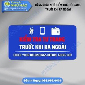 Bảng Nhắc Nhở Kiểm Tra Tư Trang Trước Khi Ra Ngoài | Đa Dạng Mẫu Mica, Gỗ Sang Trọng Cho Khách Sạn, Homestay. Đặt Làm Theo Yêu Cầu