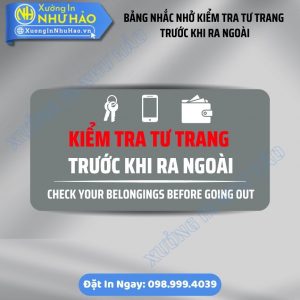 Bảng Nhắc Nhở Kiểm Tra Tư Trang Trước Khi Ra Ngoài | Đa Dạng Mẫu Mica, Gỗ Sang Trọng Cho Khách Sạn, Homestay. Đặt Làm Theo Yêu Cầu