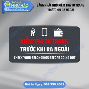 Bảng Nhắc Nhở Kiểm Tra Tư Trang Trước Khi Ra Ngoài | Đa Dạng Mẫu Mica, Gỗ Sang Trọng Cho Khách Sạn, Homestay. Đặt Làm Theo Yêu Cầu