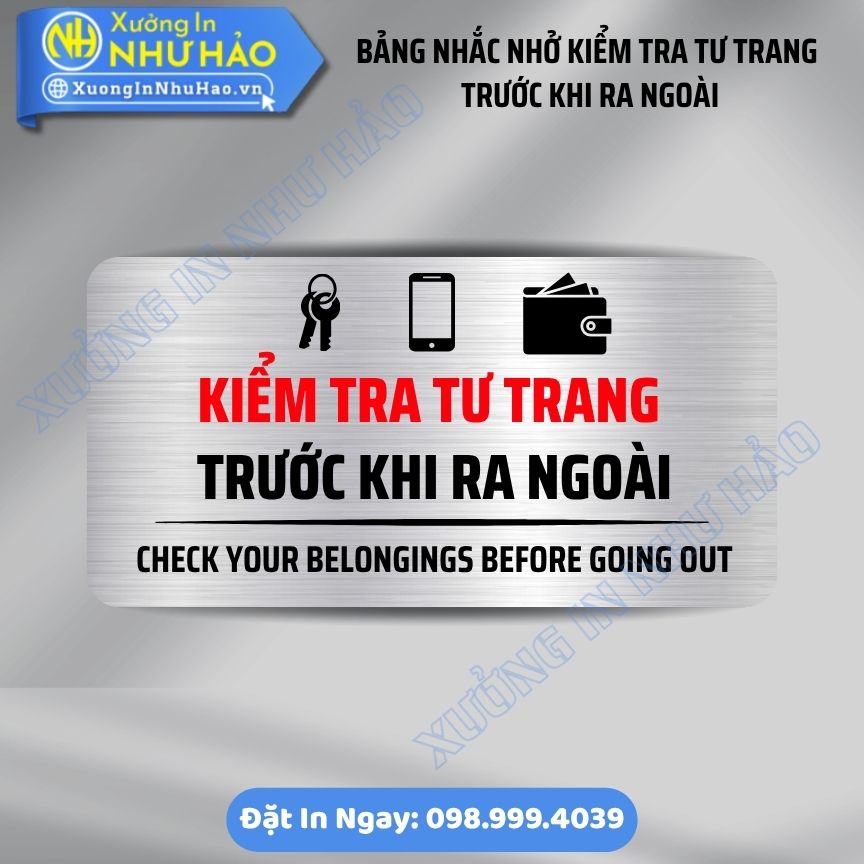 Bảng Nhắc Nhở Kiểm Tra Tư Trang Trước Khi Ra Ngoài