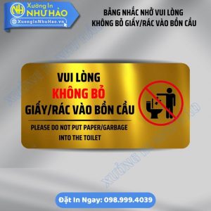 Bảng Nhắc Nhở Vui Lòng Không Bỏ Rác Vào Bồn Cầu Lịch Sự, Hài Hước | Biển Alu, Mica Chống Nước Cho Nhà Hàng. Xưởng Gia Công Giá Rẻ