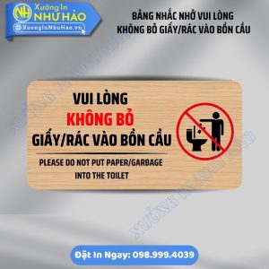 Bảng Nhắc Nhở Vui Lòng Không Bỏ Rác Vào Bồn Cầu Lịch Sự, Hài Hước | Biển Alu, Mica Chống Nước Cho Nhà Hàng. Xưởng Gia Công Giá Rẻ