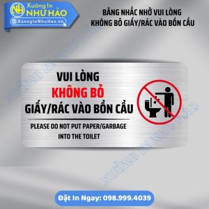 Bảng Nhắc Nhở Vui Lòng Không Bỏ Rác Vào Bồn Cầu Lịch Sự, Hài Hước | Biển Alu, Mica Chống Nước Cho Nhà Hàng. Xưởng Gia Công Giá Rẻ