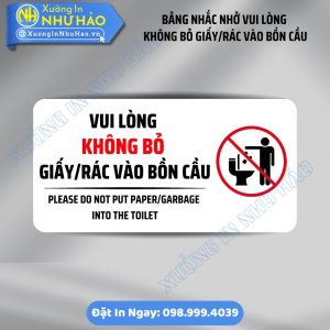 Bảng Nhắc Nhở Vui Lòng Không Bỏ Rác Vào Bồn Cầu Lịch Sự, Hài Hước | Biển Alu, Mica Chống Nước Cho Nhà Hàng. Xưởng Gia Công Giá Rẻ