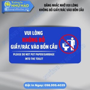 Bảng Nhắc Nhở Vui Lòng Không Bỏ Rác Vào Bồn Cầu Lịch Sự, Hài Hước | Biển Alu, Mica Chống Nước Cho Nhà Hàng. Xưởng Gia Công Giá Rẻ