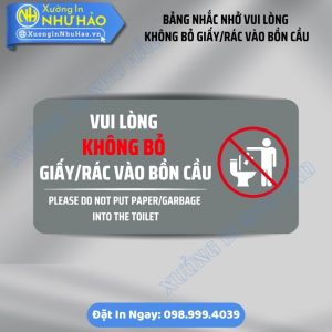 Bảng Nhắc Nhở Vui Lòng Không Bỏ Rác Vào Bồn Cầu Lịch Sự, Hài Hước | Biển Alu, Mica Chống Nước Cho Nhà Hàng. Xưởng Gia Công Giá Rẻ