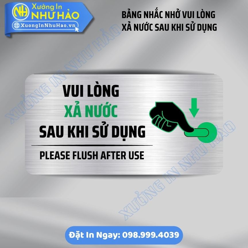 Bảng Nhắc Nhở Vui Lòng Xả Nước Sau Khi Sử Dụng