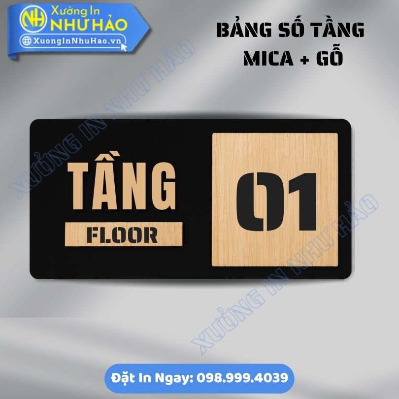 Bảng Số Tầng Mica Phối Gỗ