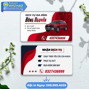 In Card Visit Xe Dịch Vụ Du Lịch Theo Yêu Cầu Chuyên Nghiệp Cho Các Dòng Xe Ô Tô