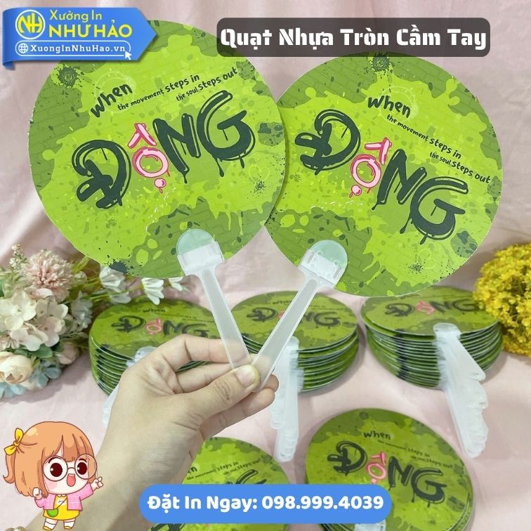 in quat nhua theo yeu cau 10 Quạt Nhựa Tròn Cầm Tay In Logo Theo Yêu Cầu Quà Tặng Sự Kiện Doanh Nghiệp
