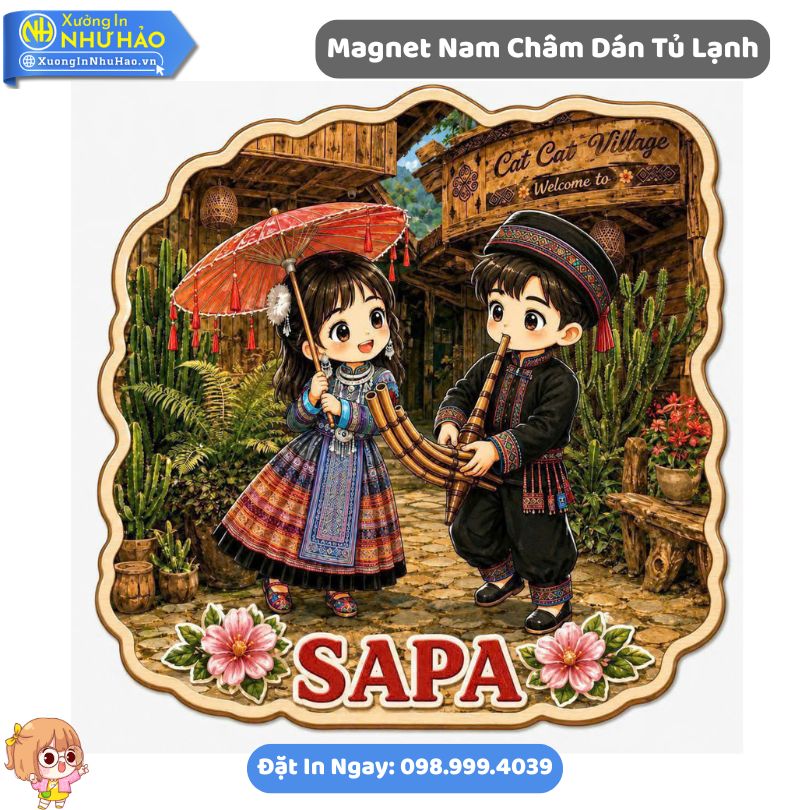 Magnet Nam Cham Dan Tu Lanh Đặt Magnet Quà Lưu Niệm Du Lịch Sapa Theo Yêu Cầu - Mẫu Magnet Dán Tủ Lạnh Bằng Gỗ 2 lớp