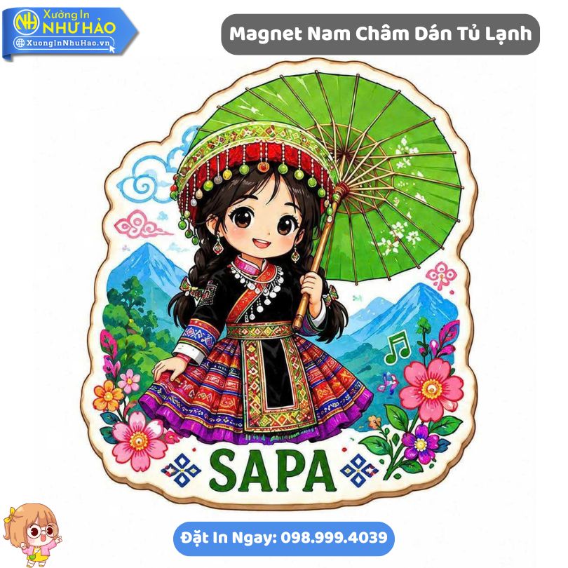 Magnet Qua Luu Niem Du Lich Sapa 1 Đặt Magnet Quà Lưu Niệm Du Lịch Sapa Theo Yêu Cầu - Mẫu Magnet Dán Tủ Lạnh Bằng Gỗ 2 lớp