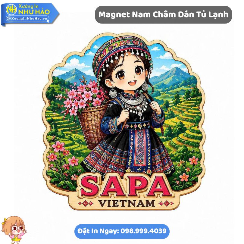 Magnet Qua Luu Niem Du Lich Sapa 3 Đặt Magnet Quà Lưu Niệm Du Lịch Sapa Theo Yêu Cầu - Mẫu Magnet Dán Tủ Lạnh Bằng Gỗ 2 lớp