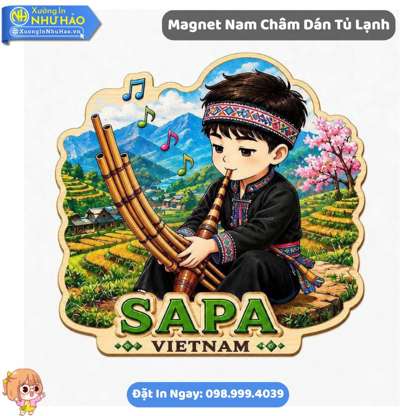 Magnet Qua Luu Niem Du Lich Sapa 5 Đặt Magnet Quà Lưu Niệm Du Lịch Sapa Theo Yêu Cầu - Mẫu Magnet Dán Tủ Lạnh Bằng Gỗ 2 lớp