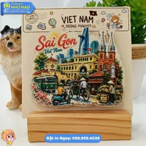 Magnet Quà Lưu Niệm Du Lịch Thành Phố Hồ Chí Minh Theo Yêu Cầu Bằng Gỗ Làm Magnet Dán Tủ Lạnh Cao Cấp