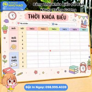 Bảng Thời Khóa Biểu Để Bàn Tráng Gương (Cán Bóng) In Hình & Tên Bé - Kích Thước 20x30cm, Bền Đẹp, Chống Nước, Dễ Lau Chùi