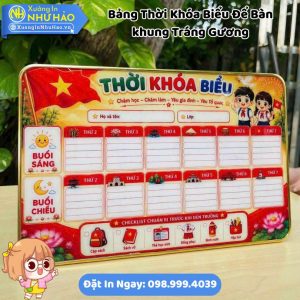 Bảng Thời Khóa Biểu Để Bàn Tráng Gương (Cán Bóng) In Hình & Tên Bé - Kích Thước 20x30cm, Bền Đẹp, Chống Nước, Dễ Lau Chùi
