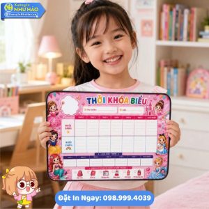 Thiết Kế Bảng Thời Khóa Biểu Để Bàn Tráng Gương (Cán Bóng) Theo Yêu Cầu - Điểm Nhấn Decor Bàn Học Xinh Xắn