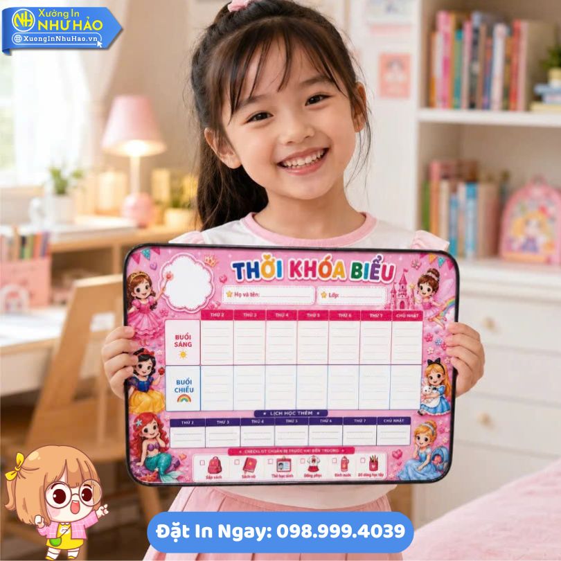 Bang Thoi Khoa Bieu De Ban Trang Guong26 Thiết Kế Bảng Thời Khóa Biểu Để Bàn Tráng Gương (Cán Bóng) Theo Yêu Cầu - Điểm Nhấn Decor Bàn Học Xinh Xắn