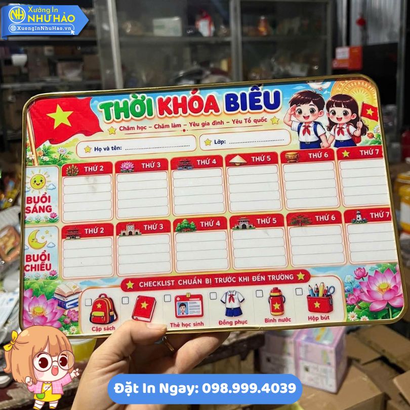 Bang Thoi Khoa Bieu De Ban Trang Guong27 Thiết Kế Bảng Thời Khóa Biểu Để Bàn Tráng Gương (Cán Bóng) Theo Yêu Cầu - Điểm Nhấn Decor Bàn Học Xinh Xắn