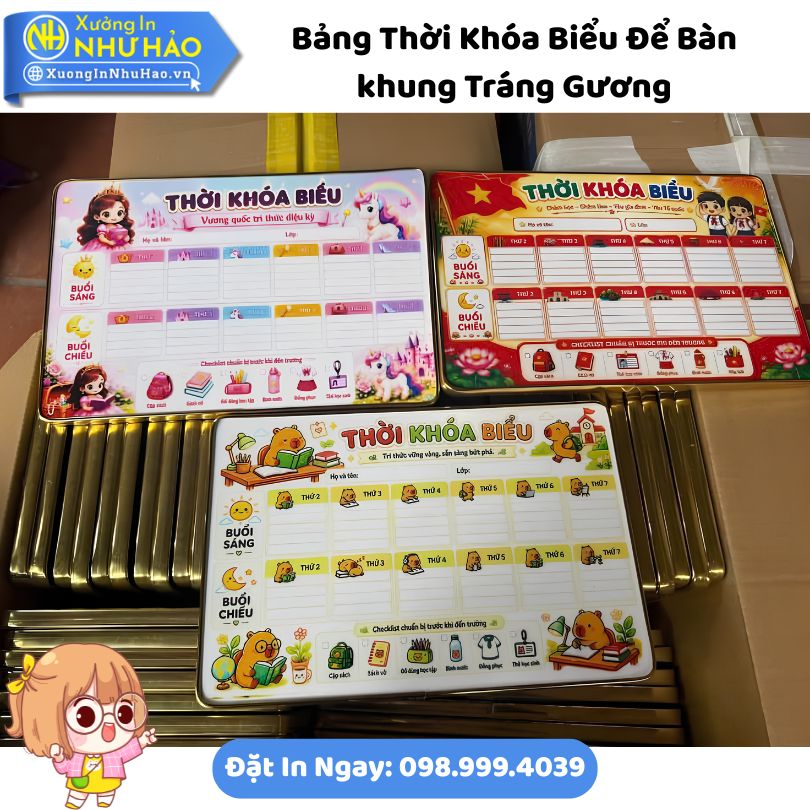 Bang Thoi Khoa Bieu De Ban Trang Guong30 Thiết Kế Bảng Thời Khóa Biểu Để Bàn Tráng Gương (Cán Bóng) Theo Yêu Cầu - Điểm Nhấn Decor Bàn Học Xinh Xắn