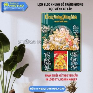 Lịch Bloc Khung gỗ tráng gương bọc viền Cao Cấp