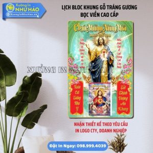 Lịch Bloc Khung gỗ tráng gương bọc viền Cao Cấp