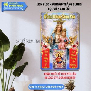 Lịch Bloc Khung gỗ tráng gương bọc viền Cao Cấp