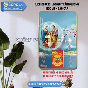 Lịch Bloc Khung gỗ tráng gương bọc viền Cao Cấp