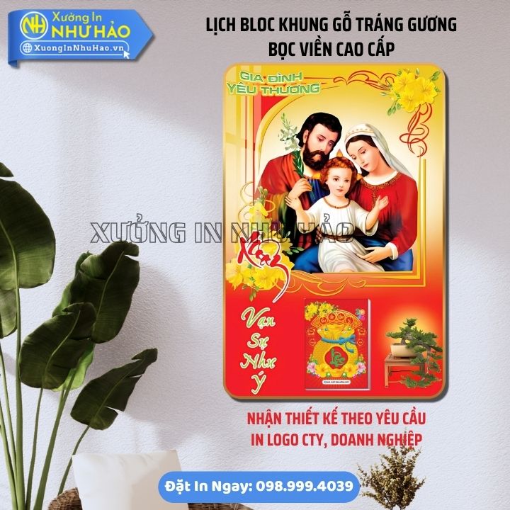 Lịch Bloc Khung gỗ tráng gương bọc viền Cao Cấp (28) Lịch Bloc Khung gỗ tráng gương bọc viền Cao Cấp