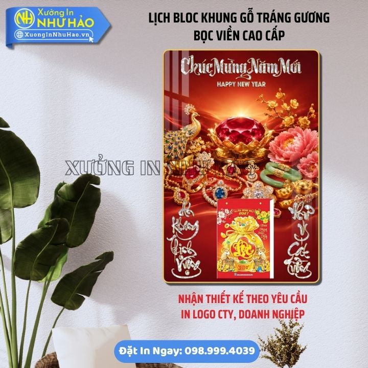 Lich Bloc Khung go trang guong boc vien Cao Cap 7 Lịch Treo Tường Tráng Gương Khung Gỗ Bo Viền Vàng Đẹp Sang Trọng - Giá Xưởng Tại Như Hảo