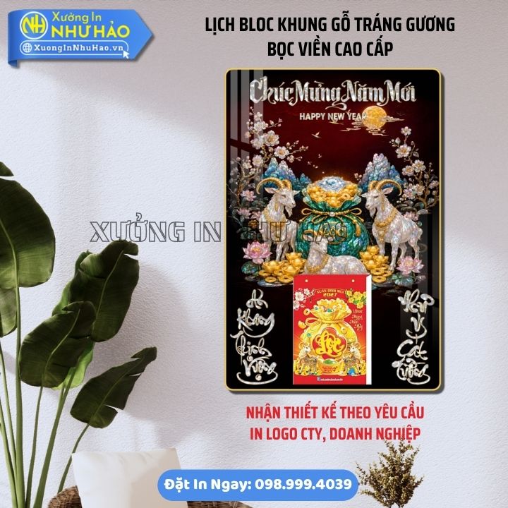 Lich Bloc Khung go trang guong boc vien Cao Cap 8 Lịch Treo Tường Tráng Gương Khung Gỗ Bo Viền Vàng Đẹp Sang Trọng - Giá Xưởng Tại Như Hảo